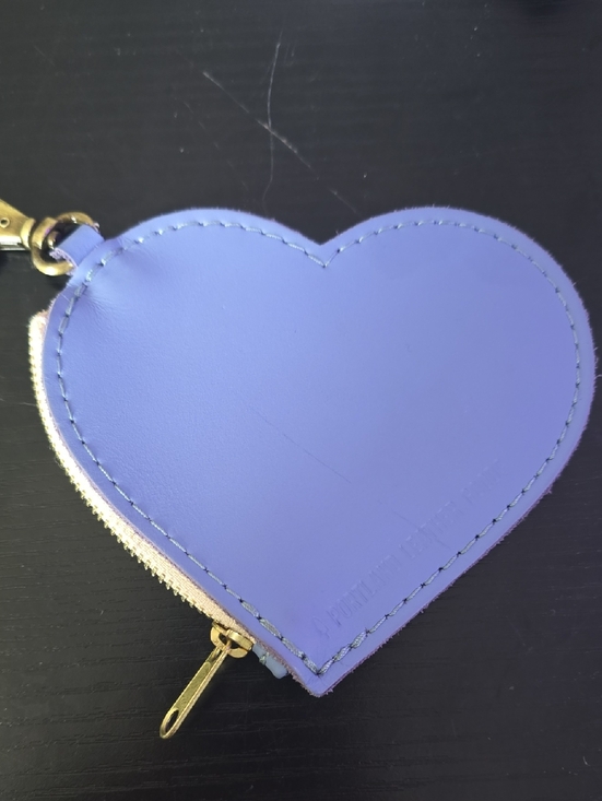 Portland Leather Handbags - Portland Leather Lavender Heart Coin Pouch with Gold Stitching